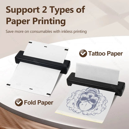 A4 Wireless Bluetooth PDF Printer Mini Portable Thermal Mobile Maker for Home Office PDF Photo Print with 50Pcs Thermal Paper