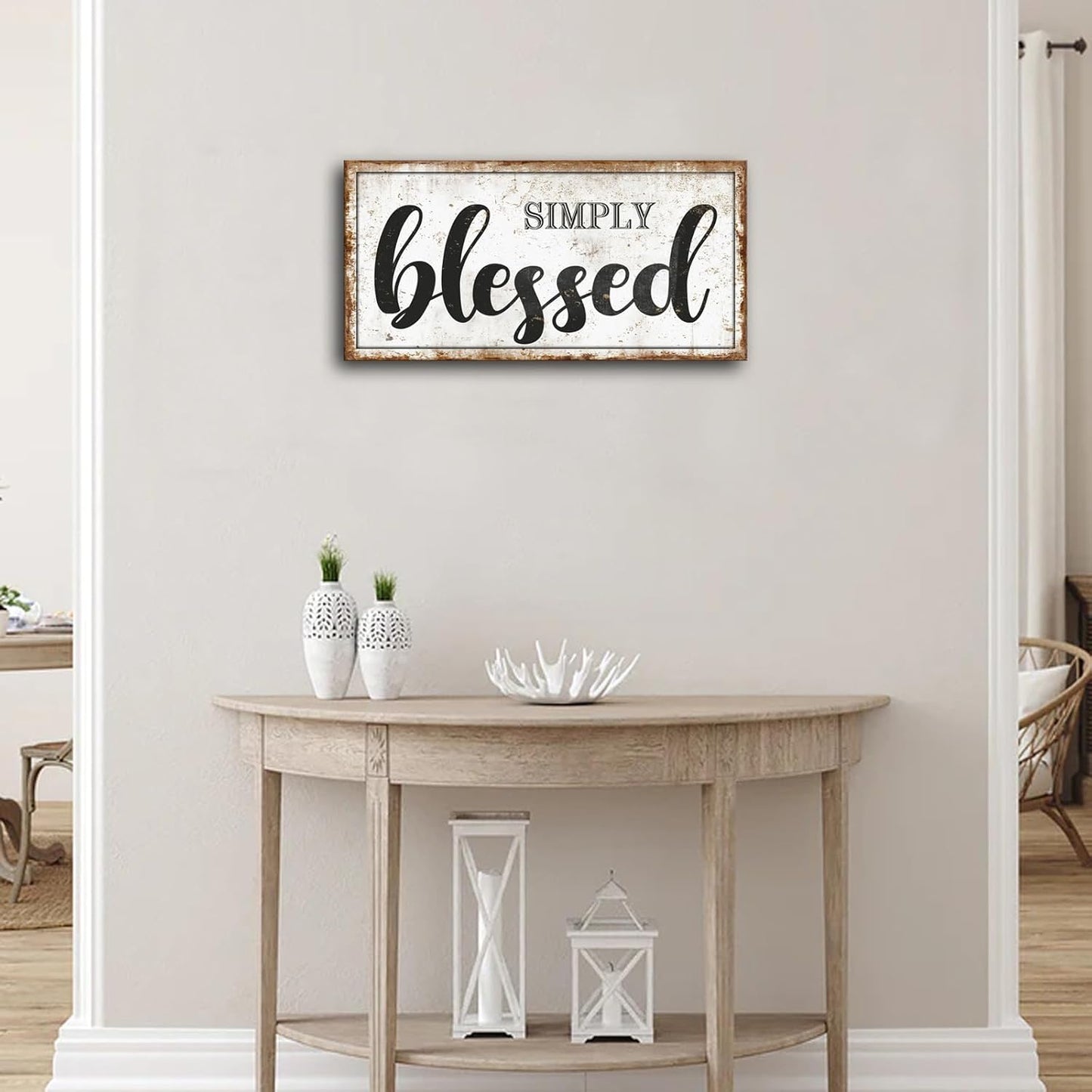 Blessed Signs Canvas Wall Art for Living Room,Blessed Wall Decor,Wall Art,Rustic Canvas Prints Painting Picture Artwork for Bedroom Farmhouse Home Decoration,Ready to Hang 20"X40"