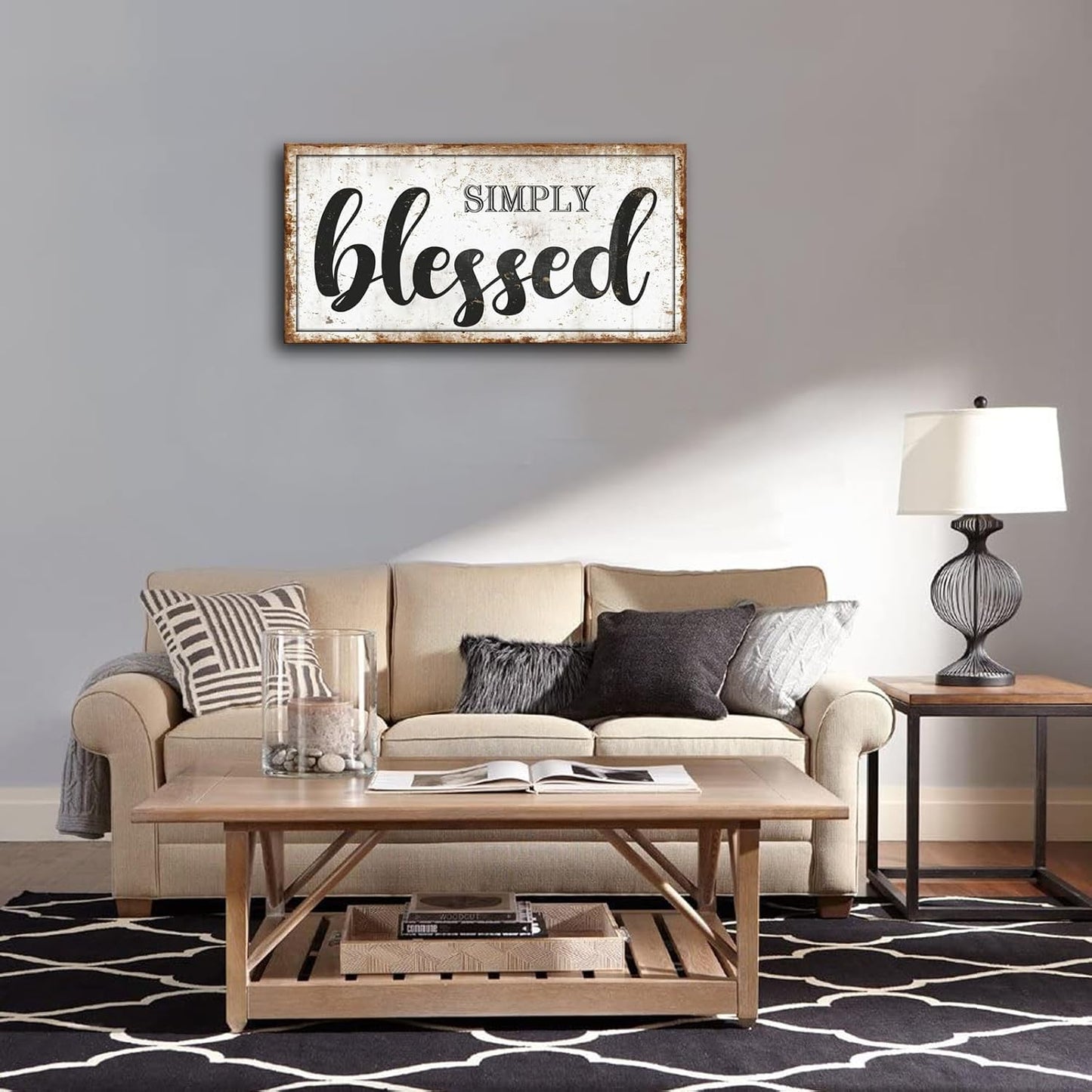 Blessed Signs Canvas Wall Art for Living Room,Blessed Wall Decor,Wall Art,Rustic Canvas Prints Painting Picture Artwork for Bedroom Farmhouse Home Decoration,Ready to Hang 20"X40"